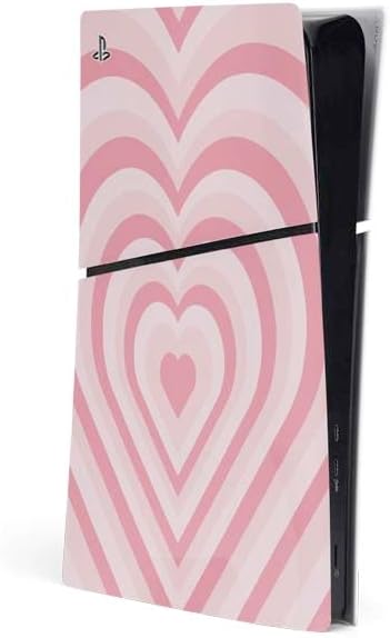 Skinit Decal Gaming Skin Compatible with PS5 Slim Digital Edition Console - Pink Heart Pattern Design