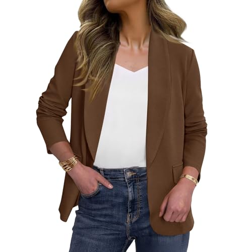 Womens Blazer Lightweight Long Sleeve Jacket Casual Open Front Cardigan Notch Collar Business Blazers with Pockets3