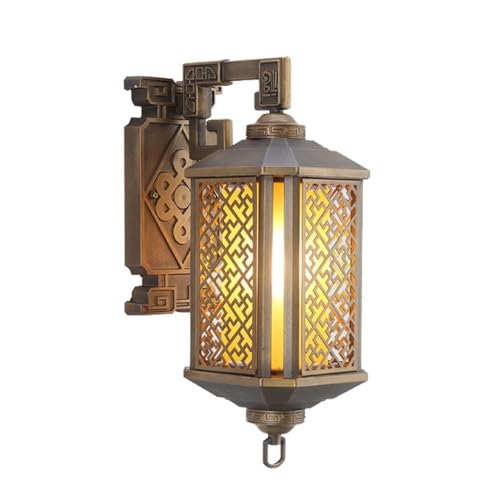 BUNCC Chinese Traditional Outdoor Wall Light, Antique Bronze Exterior Sconce