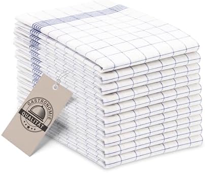 ZOLLNER 10er Set Geschirrtücher Baumwolle in 50x70 cm - super saugstarke und langlebige Küchentücher - waschbar bis 95°C – in blau weiß kariert - Gastronomiequalität - Oeko Tex® Ze