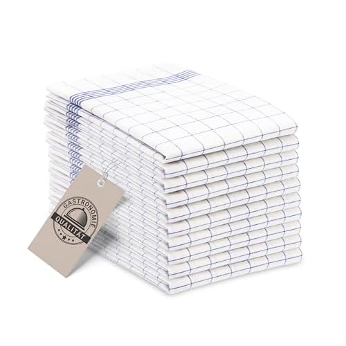 ZOLLNER 10er Set Geschirrtücher, 50x70 cm, 100% Baumwolle, 170 GSM, blau kariert