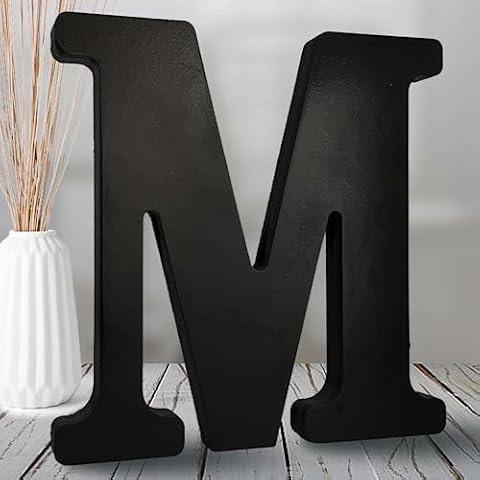 AOCEAN 8 inch Black Wood Letters Unfinished Wood Letters for Halloween Decorative Standing Letters Slices Sign Board Decoration for Craft Home Party Projects (M) Cover