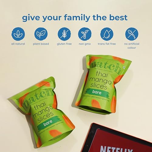 Natch Dried Thai Mango Slices, 100% All Natural, Vegan, Gluten Free, No Artificial Preservatives, Trans Fat Free, Rich in Antioxidants, Bare Flavour, 150gm each (Pack of 1)