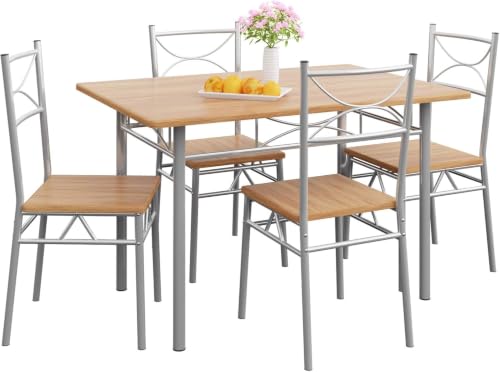 Casaria Conjunto Mesa Y 4 Sillas Paul Muebles De Cocina Comedor Haya Mesa Mdf Resistente 110x70cm