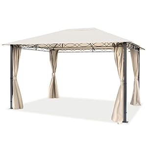 TOOLPORT Tuinpaviljoen 3×4 m ca. 220 g/m² dakzeil waterdicht premium paviljoen met 4 zijwanden tuintent in crème partytent