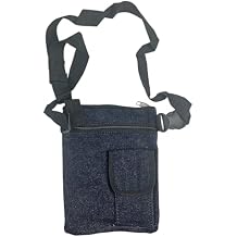 RAVEN Blue Denim Bag | 8" x 10" 20.3 x 25.4 cm | Adjustable 51" 129.54 cm Strap | Multiple Zipper Pockets | Quick-Release Buckle | Ideal for Travel & Shopping