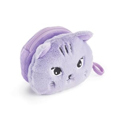 Back2Fun - Monedero Peluche, Tamaño 95 x 95 x 60 mm, Tirador metálico, Cierre Cremallera, Porta Monedas con Llavero, Material poliéster con Tacto Peluche, Detalles Bordados, Diseño Gato | Ya disponible en tu tienda friki favorita! En mundofriki.es!
