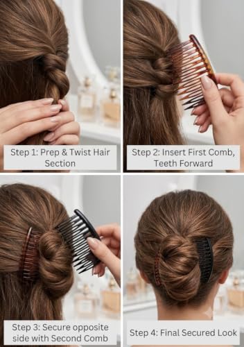 Image of ASPIRE-T Side Comb Side Hairpins Hair Clips Jooda Pins Bridal Hair Comb Clips French for Hair Acrylic Plastic Hair Accessories For Women And Girls (Half Comb 01)