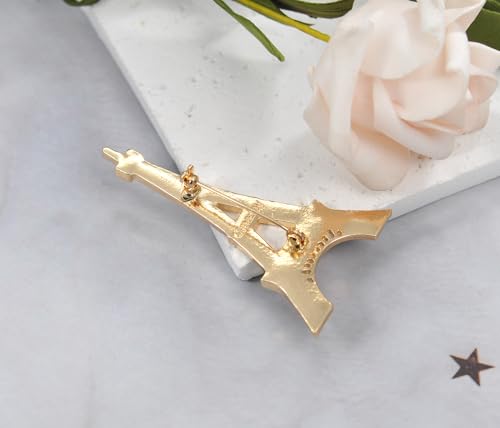 Image of Gyn&Joy Clear Crystal Rhinestones Eiffel Tower Fashion Brooch Pin