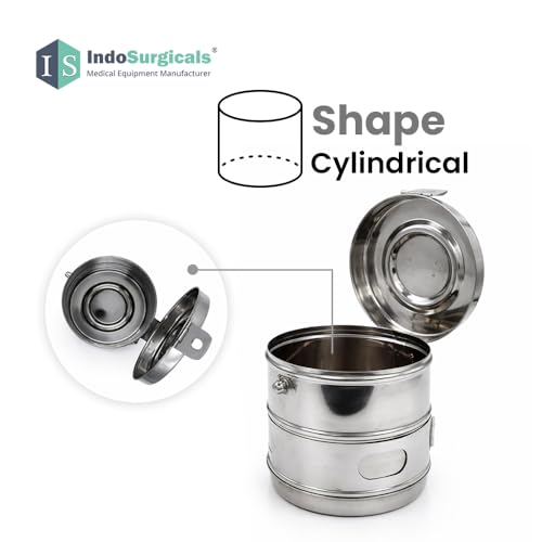 Image of IS IndoSurgicals Stainless Steel Dressing Drum, Super Deluxe Quality Seamless, Diameter X Height (6 inchX6 inch)