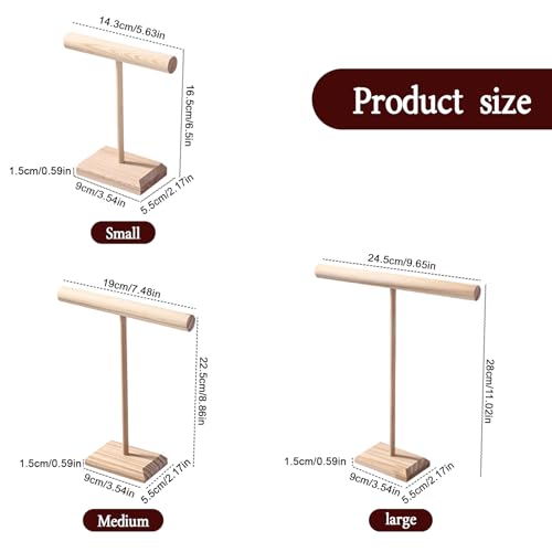ZLKRHAK 1 Set Mit 3 T-förmigen Schmuckständern Aus Holz. Schmuckaufbewahrungsregal. Schmuckständer Geeignet Für Uhren, Armbänder, Halsketten.