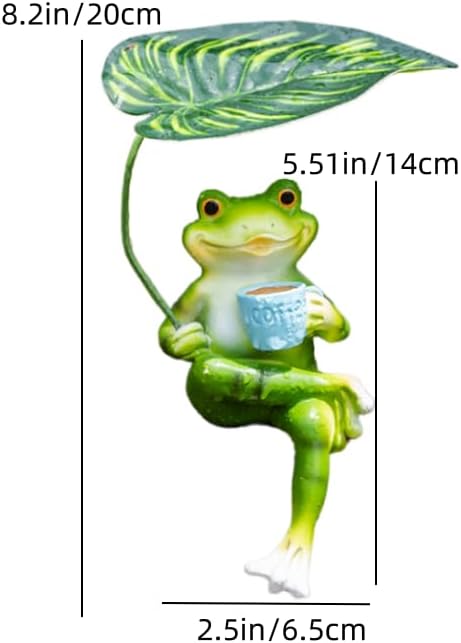 Miniatura 4 de Adorable estatua de jardín de animales con paraguas  Encantadora decoración al aire libre para patio, patio o jardín (café de rana)