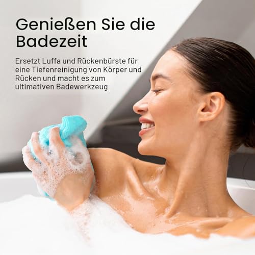 Yiclick Peeling Waschlappen,Rückenschrubber Rückenbürste, Luffa Schwamm, Duschschwamm, Peeling Schwamm, Badeschwamm Duschschwamm, Peelinghandschuh, Body Scrubber Loofah Sponge