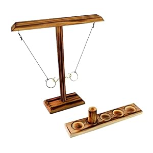 MEISHANG Hook en ring indoor, toss haak en ring spel, tafelbladringwerpspel, handgemaakte houten ringwerphaken, premium…