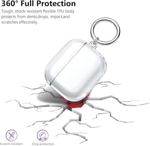 Image of Compatible with Airpods 4 (2024) Pouch Case Cover, Soft Silicone Case Cover with Key-Chain, 360 for Airpods 4 Gen Full Protective Pouch Case (Transparent)