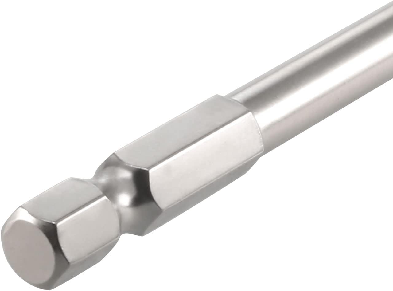 uxcell 5 Pcs H5 (5mm) Ball End Screwdriver Bits, S2 Steel Magnetic 2.95 Inch Long Drill Bit with 1/4 Inch Hex Shank