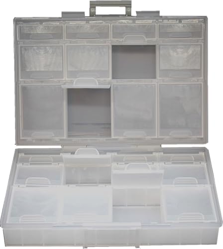 Aidetek half transparent BOX-ALL-24 small parts beads stationery jewelry box organizer for sorted parts 3 sizes 24 compartments with lid