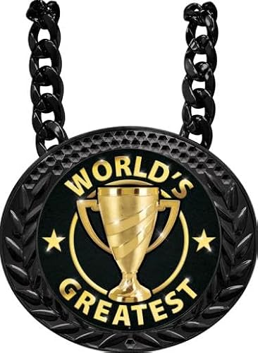 Crown Awards Champion Chain Medal, 6" Black World's Greatest Medal Trophy Award