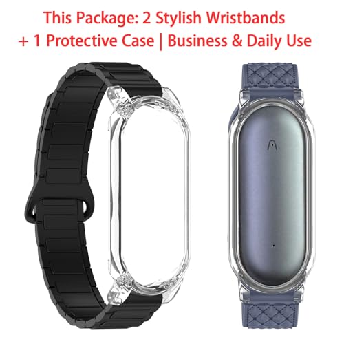 Magnetic Strap with Case for Plaud NotePin Voice Recorder, Adjustable Silicone Replacement Band for 5.9-8.7 Inch Wrist, Business & Casual Styles, Compatible with Plaud AI Accessories - Thumbnail 2