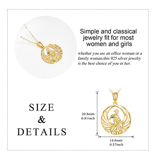 Kecho 14K Gold Phoenix Necklace Gifts For Women Girls Yellow Gold Rising Phoenix Pendant Necklace Jewelry Gifts #TOP4