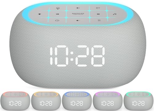 ANJANK White Noise Sound Machine Alarm Clock with Bluetooth Speaker, 21 Relaxing Sounds, 7 Night Lights,0-100% Dimmer/Sleep Timer/30-Level Volume Control,Sound Machine for Kids Adults Sleeping,Bedroom