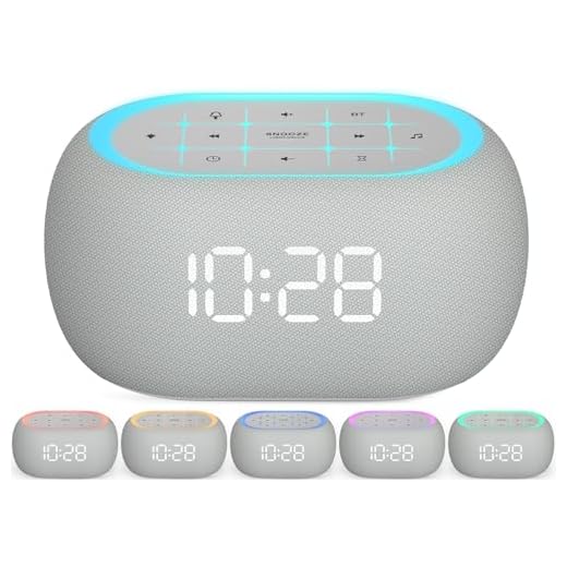 ANJANK White Noise Sound Machine Alarm Clock with Bluetooth Speaker, 21 Relaxing Sounds, 7 Night Lights,0-100% Dimmer/Sleep Timer/30-Level Volume Control,Sound Machine for Kids Adults Sleeping,Bedroom