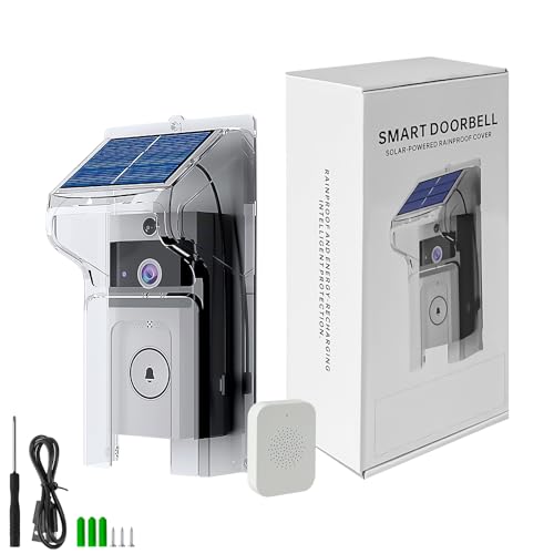 OuYezy Solar Doorbell Camera Wireless with Windproof Dust Cover, Waterproof Smart Video Doorbell for Home Security