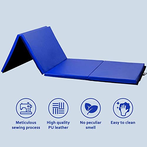 Thick Gymnastics Exercise Mat, 4'X8'X2"Extra Thick High Density Anti-Tear Folding Tumbling Mats Gymnastics For Home, Gym Mat For Mma, Stretching Yoga Cheerleading Martial Arts, Aerobics (Blue) #TOP4