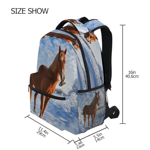 Horse Snow Cloud Backpack for School Boys Girls Adults Kids Bookbag Laptop Bag 15L4