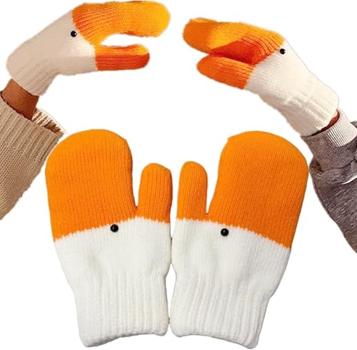 Winter Goose Gloves Funny Novelty Animal Gloves with Thermal Soft Lining Cute Goose Mittens Gift for Girl Friend Women (1 goose Regular size)