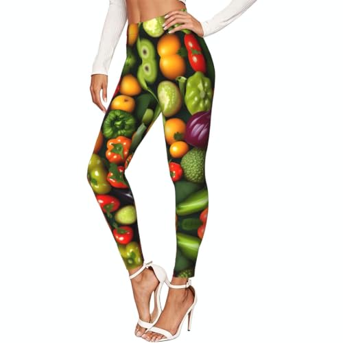 Leggings de compresión suave transpirables con motivos de frutas y verduras