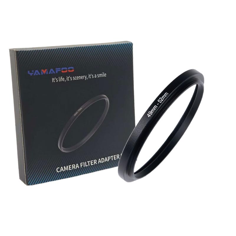 YAMAFOO 49mm to 52mm Step-Up Ring/Step Down Rings Filter Adapter for All Brands UV ND CPL Metal Ring Step-Up Rings Adapter Filter,Black (49-52)