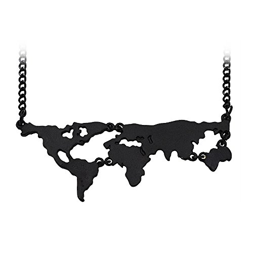 MANZHEN Fashion World Map Pendant Necklace World Continents Necklace Personality Gift