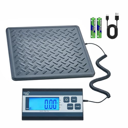 Smart Weigh Digital Shipping Scale, 440 lb x 1 oz, Black Steel Platform