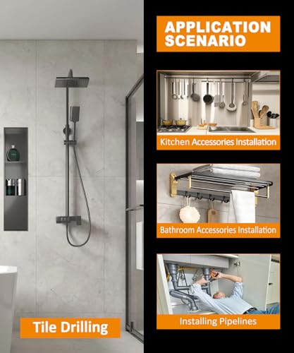 Dry Diamond Drill Bit Set,BGTEC 10pcs 6mm Hole Saw for Granite,Marble,Masonry, Concrete, Tile/Ceramic, Glass, Hard Plastic,Vacuum Brazed Diamond Core Drill Bit Kit