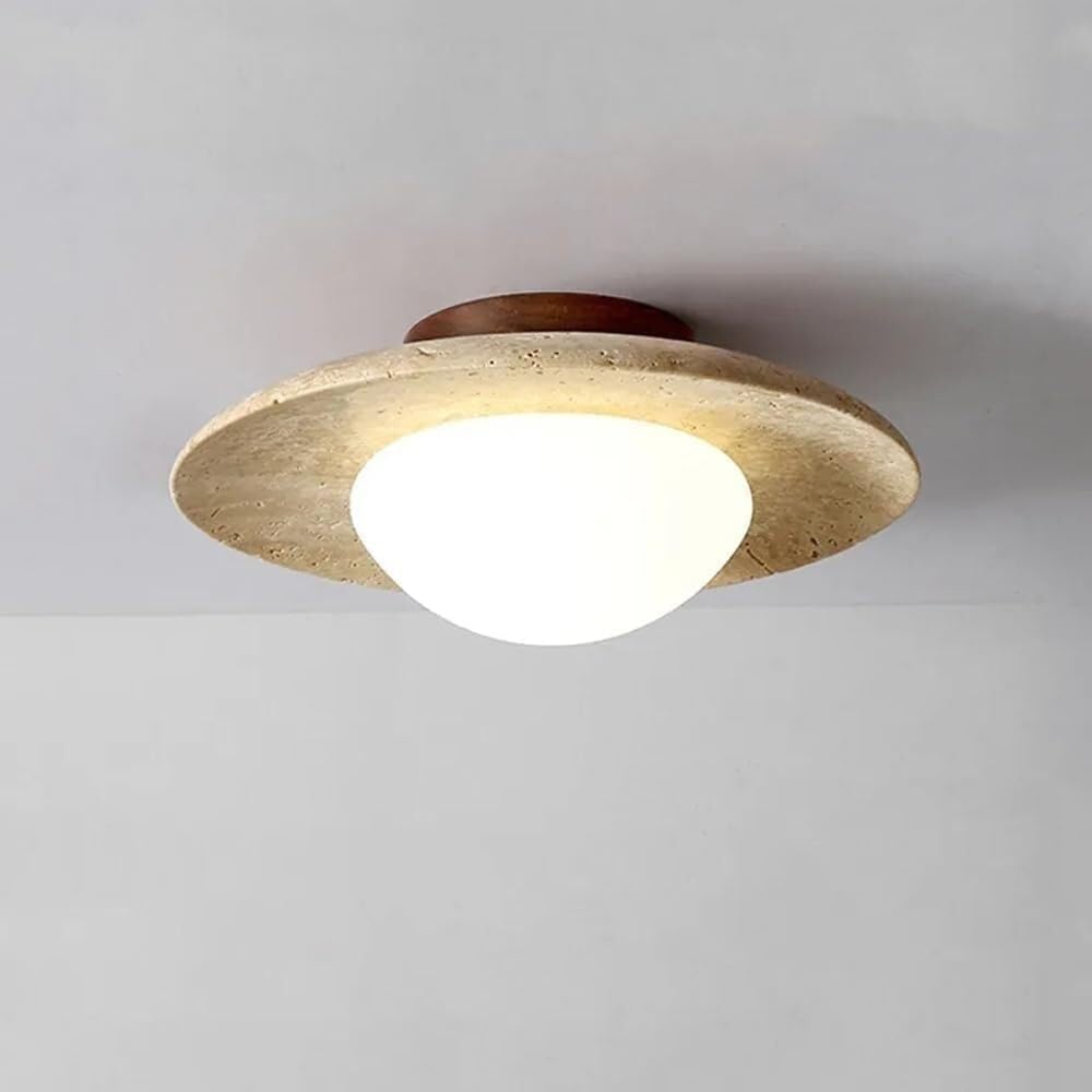Nowoczesna Prosta Dekoracja Domu Nordic Nowa świeża Lampa Sufitowa Disk Japońska Wabi Sabi Kremowa Lampa Sufitowa Z Kamienia Naturalnego Oświetlenie Sufitowe Do Dekoracji Wnętrz Na Korytarz