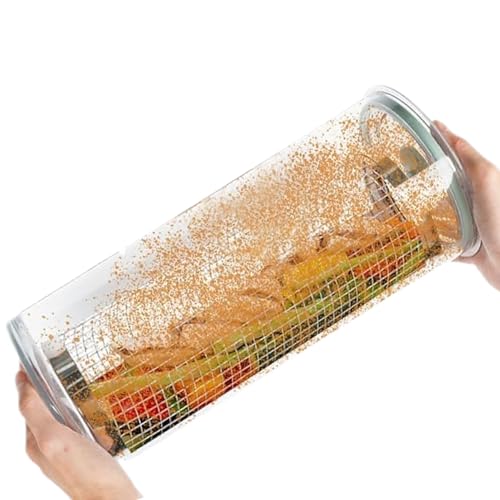 Breading Bowl,360 Degree Clear Roller - Batter Bowl with Lid | for Home Cooking Kitchen Baking Camping Meal Preparation