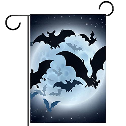 Drapeau de bienvenue Halloween chauve-souris double face de cour