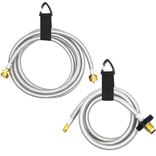 Propane Brass 4 Port Tee Kit Propane Brass Tee Adapter Kit 5Ft And 12Ft Stainless Braided Hoses Allow For Connection Between Auxiliary Propane Cylinder And Propane Appliances For Tank Rv Camping #TOP7