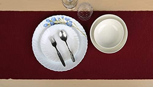 RAJRANG BRINGING RAJASTHAN TO YOU Wine Red Table Runner Cotton Woven Decorative Dining Tablecloth for Weeding, Party, Christmas, Home and Kitchen Modern Coffee Table - 13 x 72 Inches