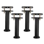 Bed Support Legs, Metal Adjustable Legs for Bed, Heavy Duty Bed Center Frame Middle Reinforce Circular Bottom Extendable Slat Support Leg for Cabinet Sofa Bed Frame Replacement Parts (Black 4 Pcs)