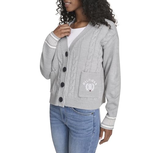 Image of Tommy Hilfiger Women's Boxy Varsity Cable Cardigan