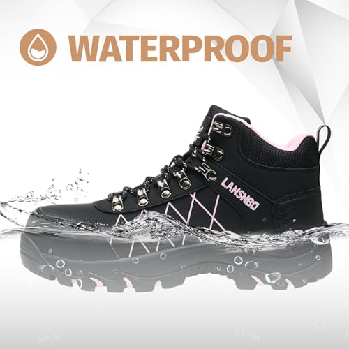 LANSNBO Waterproof Steel Toe Work Boots for Women Wide Width Pink 7W by LANSNBO - Used condition - Image 2