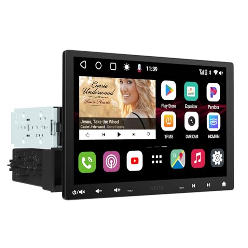 ATOTOZONE S8 MS 10.1 inch QLED Floating Screen Android Car Stereo, Built-in 4G LTE, Wireless CarPlay/Android Auto, Single/Double Din, ChatGPT AI Voice, 36-Band DSP, Bluetooth, Sat Nav Head Unit option