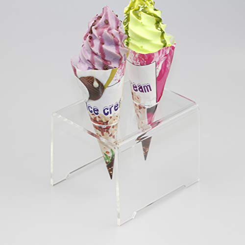 HMROVOOM Acrylic Ice Cream Cone Holder Stand with 2 Holes, Ice Cream Cone Display Stand Holder
