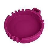 IUNIQEE Round Silicone Ashtray with Cigarette Rest Cigar Tray 6.5 Inch Purple