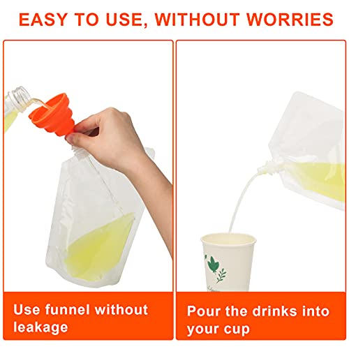 20Pcs Plastic Flasks Drink Pouches For Adults Cruise Pouch Reusable With Screw Top Flask Bags,Flasks For Beverages Plastic Sneak Travel Drinking Pouches For Adults 3 Funnel #TOP3