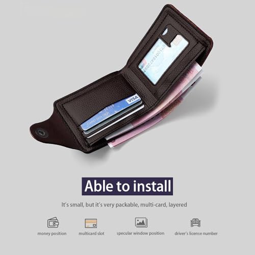 Short Casual Men's Wallet Multi Card,Ticket Holder Coin Purse - Dark Brown4