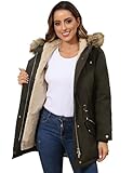 ROYAL MATRIX Women's Winter Coats Fleece Lined Parka Jacket Hooded Long Winter Warm Parka Coat with Pockets Army Green,6