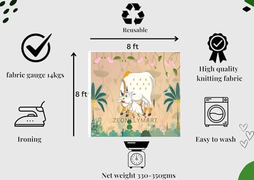 Image of Wedding Decorationss Curtains for Background |pichwai Backdrop Cloth for decorationcow Backdrop Cloth for decorationbackground decorationss Cloth 8 8FT(Two Cow Gold) gudi padwa Backdrop